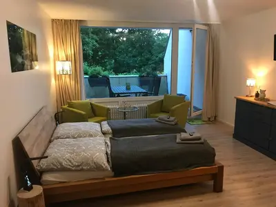 Ein Sitzbereich in der Unterkunft Apartment Harzgrün 2
