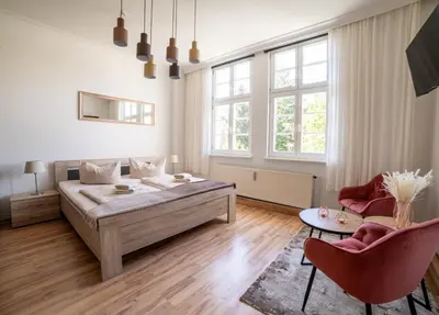 Ein Sitzbereich in der Unterkunft Ferienwohnung Wernigerode Zentrum 1