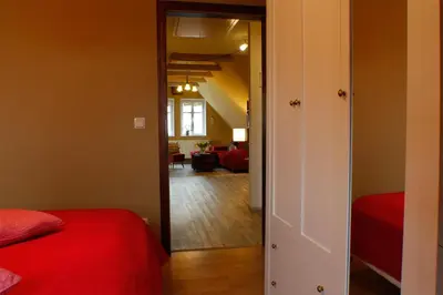 Ein Sitzbereich in der Unterkunft Ferienwohnungen-Stobenstraße-de