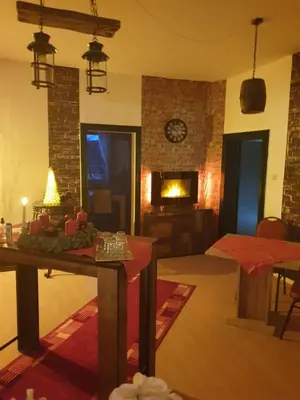 Ein Sitzbereich in der Unterkunft Pension Parkblick