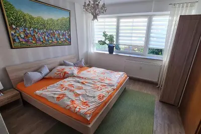 Ein Bett oder Betten in einem Zimmer der Unterkunft Ferienwohnung Kranich