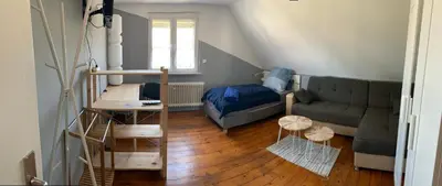 Ein Sitzbereich in der Unterkunft Monteurs Zimmer Noack