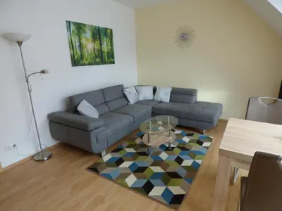 Ein Sitzbereich in der Unterkunft Ferienapartment ''Zum Stollenkönig''