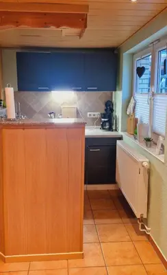 Küche/Küchenzeile in der Unterkunft Ferienwohnung Schwarzer Hirsch