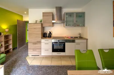 Küche/Küchenzeile in der Unterkunft Auszeit-im-Harz Haus 6 Wohnung 3