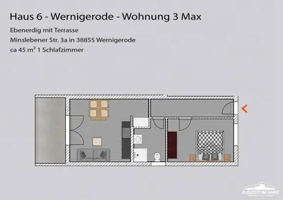 Grundriss der Unterkunft Auszeit-im-Harz Haus 6 Wohnung 3