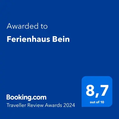 Ein Zertifikat, Auszeichnung, Logo oder anderes Dokument, das in der Unterkunft Ferienhaus Bein ausgestellt ist