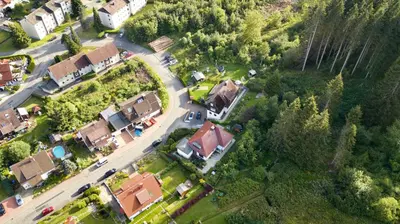 Blick auf Pension Haus am Wald aus der Vogelperspektive