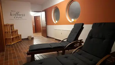 Ein Sitzbereich in der Unterkunft Residenz Sachsensteinblick