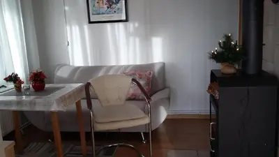 Ein Sitzbereich in der Unterkunft Ferienhaus II Heyder