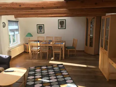 Ein Sitzbereich in der Unterkunft Ferienhof Drei Linden