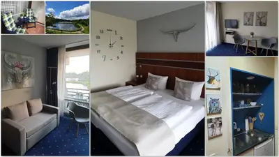 Ein Bett oder Betten in einem Zimmer der Unterkunft Apartment am Kranichsee Vier Jahreszeiten