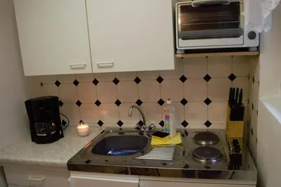Küche/Küchenzeile in der Unterkunft Ferienwohnung am Kurpark