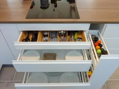 Küche/Küchenzeile in der Unterkunft Ferienwohnung am Wald