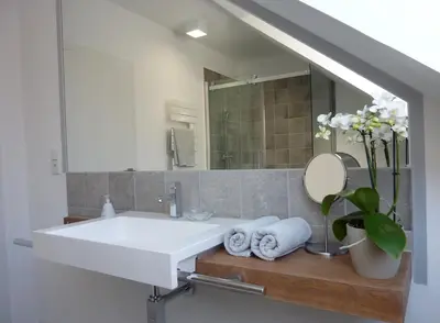 Ein Badezimmer in der Unterkunft Ferienwohnung am Wald
