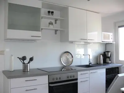 Küche/Küchenzeile in der Unterkunft Ferienwohnung Sagenhaft