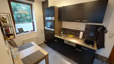Küche/Küchenzeile in der Unterkunft Kaiserpfalzquartier