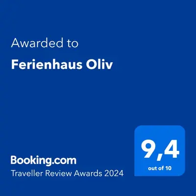 Ein Zertifikat, Auszeichnung, Logo oder anderes Dokument, das in der Unterkunft Ferienhaus Oliv ausgestellt ist