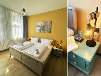 Ein Bett oder Betten in einem Zimmer der Unterkunft Trattoria & Apartments - Casa da Enzo