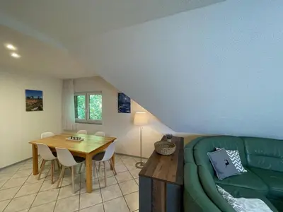 Ein Sitzbereich in der Unterkunft Ferienhaus in Elend