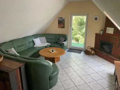 Ein Sitzbereich in der Unterkunft Ferienhaus in Elend