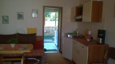 Küche/Küchenzeile in der Unterkunft Ferienwohnung Bergblick - inklusive Bodetal Therme