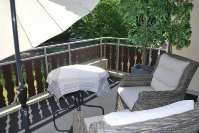 Ein Balkon oder eine Terrasse in der Unterkunft Ferienwohnung AltesSalzwerk