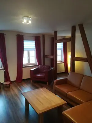 Ein Sitzbereich in der Unterkunft Ferienwohnung Brocken