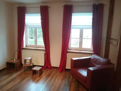 Ein Sitzbereich in der Unterkunft Ferienwohnung Brocken