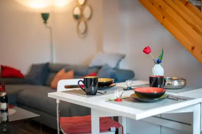 Ein Sitzbereich in der Unterkunft Ferienhaus am Osterberg