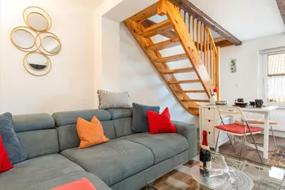 Ein Sitzbereich in der Unterkunft Ferienhaus am Osterberg