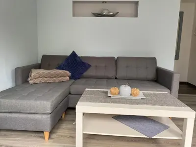 Ein Sitzbereich in der Unterkunft Das Ferienhaus am Tiergarten