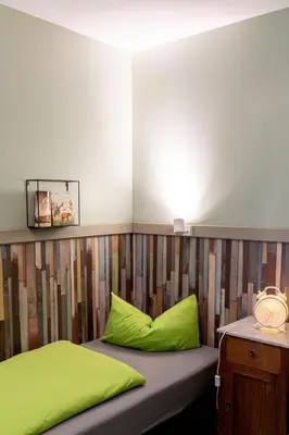 Ein Bett oder Betten in einem Zimmer der Unterkunft Schloss Stiege