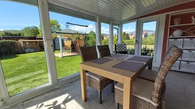 Ein Balkon oder eine Terrasse in der Unterkunft Ferienhaus Zur Lehns mit Garten am Harz