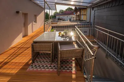 Ein Balkon oder eine Terrasse in der Unterkunft Zur Quelle