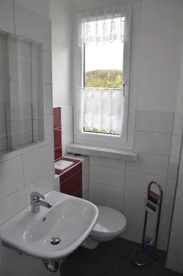 Ein Badezimmer in der Unterkunft Gästewohnung Neustädter Straße 35