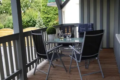 Ein Balkon oder eine Terrasse in der Unterkunft Ferienhaus Hundertmorgenfeld Wo 1