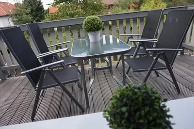 Ein Balkon oder eine Terrasse in der Unterkunft Ferienhaus Hundertmorgenfeld Wo2