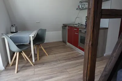 Küche/Küchenzeile in der Unterkunft Ferienhaus Hundertmorgenfeld Wo 3