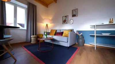 Ein Sitzbereich in der Unterkunft Hotel Johannishof