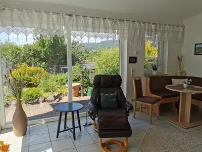 Ein Sitzbereich in der Unterkunft Südharzblick