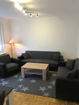 Ein Sitzbereich in der Unterkunft Am Hirschwald
