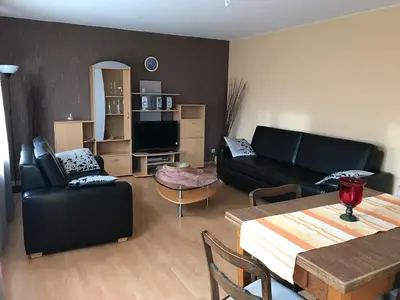 Ein Sitzbereich in der Unterkunft Ferienwohnung Serin