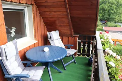 Ein Balkon oder eine Terrasse in der Unterkunft Ferienhaus Geli
