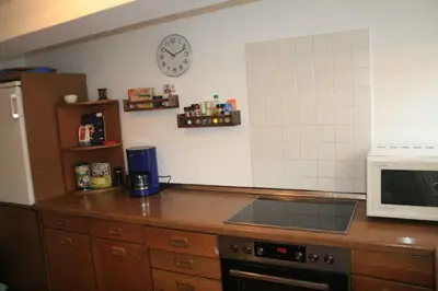 Küche/Küchenzeile in der Unterkunft Fachwerkferienhaus Helmbrecht