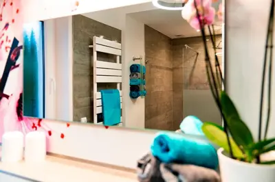 Ein Badezimmer in der Unterkunft Ferienhaus Glücksmoment