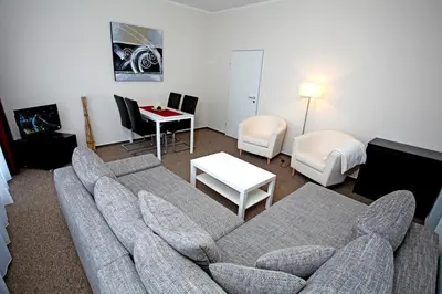 Ein Sitzbereich in der Unterkunft Appartementanlage Vierjahreszeiten