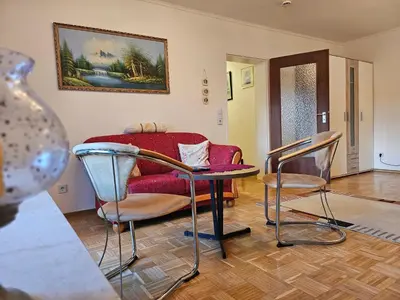 Ein Sitzbereich in der Unterkunft Ferienwohnung Große Bergluft Hahnenklee