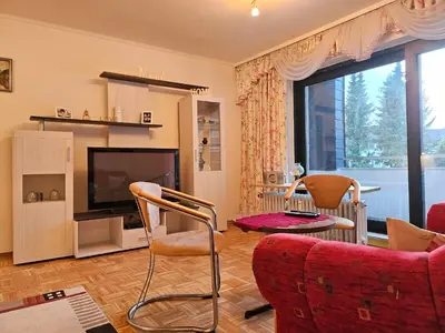 Ein Sitzbereich in der Unterkunft Ferienwohnung Große Bergluft Hahnenklee