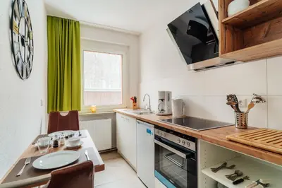 Küche/Küchenzeile in der Unterkunft Bode-Apartments